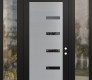 Modern Steel Front Door Diamond C8 68" x 96" black/black mirrored Glass Panel stainless steel LHI with 2 Sidelites and Transom clear Glass