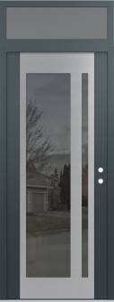 Diamond C15 36" x 96" anthracite/anthracite mirrored Glass Panel stainless steel LHI with Transom frosted Glass