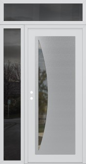 Diamond C13 52" x 96" white/white clear Glass Panel stainless steel RHI with Sidelite and Transom mirrored Glass