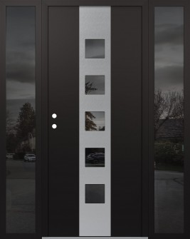 DIAMOND A13 64" X 80" BLACK/BLACK MIRRORED GLASS PANEL STAINLESS STEEL RHI WITH 2 SIDELITES MIRRORED GLASS