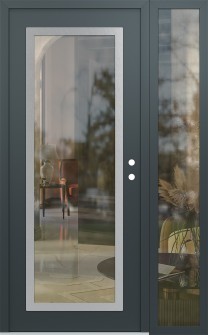 Diamond C1 48" x 80" anthracite/anthracite clear Glass Panel stainless steel LHI with Sidelite clear Glass