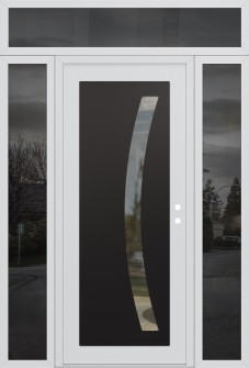 Diamond C4 64" x 96" white/white clear Glass Panel black LHI with 2 Sidelites and Transom mirrored Glass