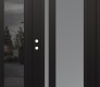 Modern Steel Front Door Diamond C15 50" x 80" black/white frosted Glass Panel black RHI with Sidelite mirrored Glass