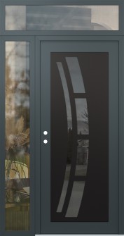 Diamond C12 52" x 96" anthracite/anthracite mirrored Glass Panel black RHI with Sidelite and Transom clear Glass