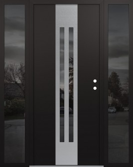 DIAMOND A8 60" X 80" BLACK/BLACK MIRRORED GLASS PANEL STAINLESS STEEL LHI WITH 2 SIDELITES MIRRORED GLASS