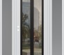 Modern Steel Front Door Diamond C14 64" x 80" white/white clear Glass Panel black RHI with 2 Sidelites frosted Glass