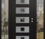 Modern Steel Front Door Diamond D8 60" x 80" black/black mirrored Glass Panel stainless steel LHI with 2 Sidelites clear Glass