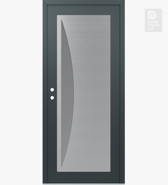Modern Steel Front Door Diamond C13 36" x 80" anthracite/anthracite frosted Glass Panel stainless steel RHI