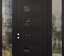 Modern Steel Front Door Diamond D2 60" x 96" black/black mirrored Glass Panel black RHI with 2 Sidelites and Transom clear Glass