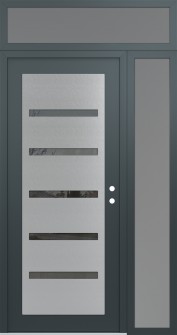 Diamond C7 50" x 96" anthracite/anthracite mirrored Glass Panel stainless steel LHI with Sidelite and Transom frosted Glass