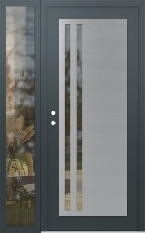Diamond C6 50" x 80" anthracite/anthracite clear Glass Panel stainless steel RHI with Sidelite clear Glass