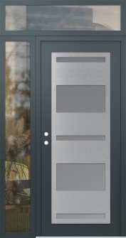 Diamond C10 52" x 96" anthracite/anthracite frosted Glass Panel stainless steel RHI with Sidelite and Transom clear Glass