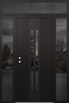 DIAMOND A8 60" X 96" BLACK/BLACK MIRRORED GLASS PANEL BLACK RHI WITH 2 SIDELITES AND TRANSOM MIRRORED GLASS