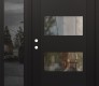 Modern Steel Front Door Diamond C2 48" x 80" black/black clear Glass Panel black RHI with Sidelite mirrored Glass