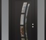Modern Steel Front Door Diamond C12 64" x 96" black/black clear Glass Panel black LHI with 2 Sidelites and Transom frosted Glass