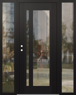 Diamond C15 64" x 80" black/black clear Glass Panel black RHI with 2 Sidelites clear Glass