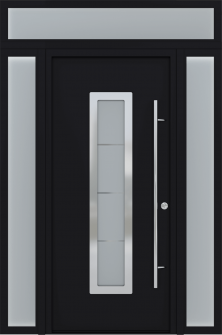 MODERN FRONT STEEL DOOR ARGOS BLACK/WHITE 61 1/16" X 95 11/16" LHI + SIDELITE LEFT/RIGHT + TRANSOM