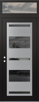Diamond C10 36" x 96" black/black mirrored Glass Panel stainless steel RHI with Transom clear Glass