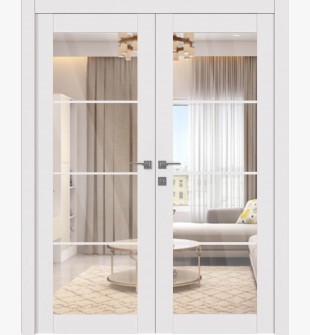 Smart Pro 4 Lite Clear Vetro Polar White Double doors
