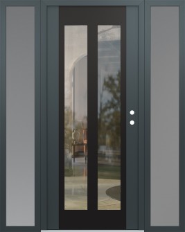 Diamond C14 64" x 80" anthracite/anthracite clear Glass Panel black LHI with 2 Sidelites frosted Glass