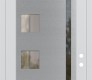 Modern Steel Front Door Diamond C3 36" x 96" white/white clear Glass Panel stainless steel LHI with Transom mirrored Glass