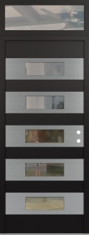 Diamond D5 36" x 96" black/black clear Glass Panel stainless steel LHI with Transom clear Glass