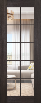 DOOR SLAB AVON 10 LITE CLEAR VERALINGA OAK 36" X 92 1/2" X 1 3/4" TEMPERED CLEAR GLASS