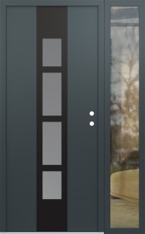 DIAMOND A10 50" X 80" ANTHRACITE/ANTHRACITE FROSTED GLASS PANEL BLACK LHI WITH SIDELITE CLEAR GLASS