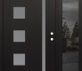 Modern Steel Front Door Diamond C3 48" x 80" black/white frosted Glass Panel black LHI with Sidelite mirrored Glass
