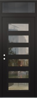 Diamond C9 36" x 96" black/black clear Glass Panel black RHI with Transom mirrored Glass