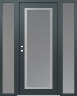 Diamond C1 64" x 80" anthracite/anthracite frosted Glass Panel stainless steel RHI with 2 Sidelites frosted Glass