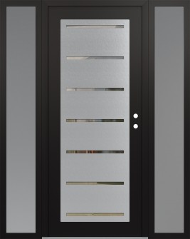 Diamond C11 68" x 80" black/black clear Glass Panel stainless steel LHI with 2 Sidelites frosted Glass