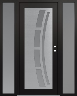 Diamond C12 68" x 80" black/white frosted Glass Panel stainless steel LHI with 2 Sidelites frosted Glass