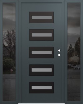 Diamond D4 64" x 80" anthracite/anthracite frosted Glass Panel black LHI with 2 Sidelites mirrored Glass