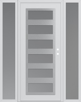 Diamond C9 68" x 80" white/white frosted Glass Panel stainless steel LHI with 2 Sidelites frosted Glass