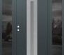 Modern Steel Front Door DIAMOND A2 64" X 80" ANTHRACITE/ANTHRACITE FROSTED GLASS PANEL STAINLESS STEEL RHI WITH 2 SIDELITES MIRRORED GLASS