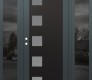 Modern Steel Front Door Diamond C5 68" x 80" anthracite/anthracite frosted Glass Panel black RHI with 2 Sidelites mirrored Glass