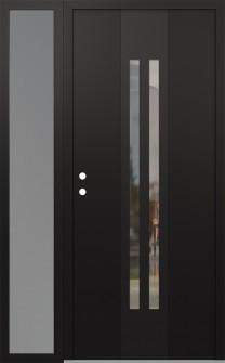 DIAMOND A8 50" X 80" BLACK/BLACK CLEAR GLASS PANEL BLACK RHI WITH SIDELITE FROSTED GLASS