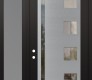 Modern Steel Front Door Diamond C3 52" x 96" black/black clear Glass Panel stainless steel RHI with Sidelite and Transom frosted Glass