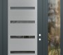 Modern Steel Front Door Diamond C7 50" x 96" anthracite/anthracite mirrored Glass Panel stainless steel LHI with Sidelite and Transom clear Glass