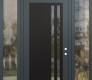 Modern Steel Front Door Diamond C6 68" x 96" anthracite/anthracite clear Glass Panel black LHI with 2 Sidelites and Transom clear Glass