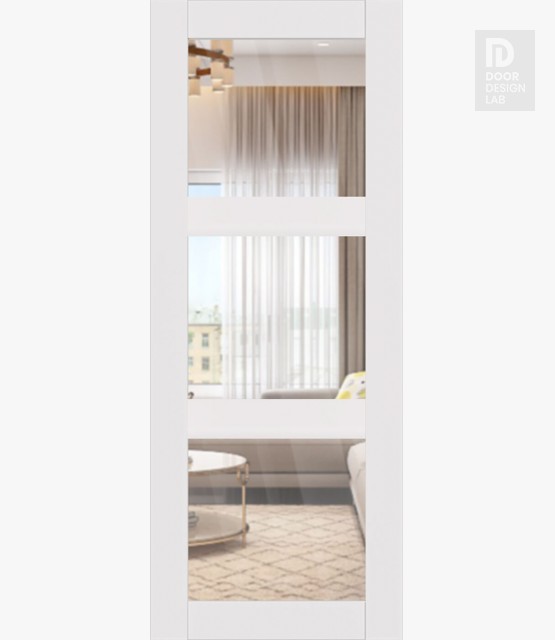 DOOR SLAB SMART PRO 3 LITE CLEAR VETRO POLAR WHITE 36" X 84" X 1 3/4" TEMPERED CLEAR GLASS