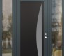 Modern Steel Front Door Diamond C13 64" x 96" anthracite/anthracite frosted Glass Panel black LHI with 2 Sidelites and Transom clear Glass