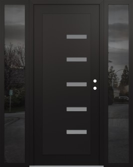 Diamond C8 60" x 80" black/white frosted Glass Panel black LHI with 2 Sidelites mirrored Glass