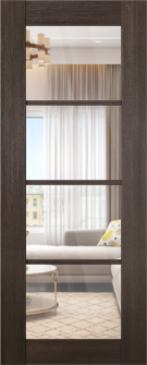 DOOR SLAB AVON 4 LITE CLEAR VETRO VERALINGA OAK 24" X 96" X 1 3/4" TEMPERED CLEAR GLASS
