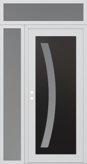 Diamond C4 50" x 96" white/white frosted Glass Panel black RHI with Sidelite and Transom frosted Glass