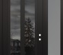 Modern Steel Front Door Diamond C14 52" x 96" black/black mirrored Glass Panel black LHI with Sidelite and Transom frosted Glass