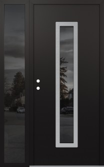 DIAMOND A11 50" X 80" BLACK/BLACK MIRRORED GLASS PANEL STAINLESS STEEL RHI WITH SIDELITE MIRRORED GLASS