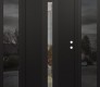 Modern Steel Front Door DIAMOND A2 64" X 80" BLACK/BLACK CLEAR GLASS PANEL BLACK LHI WITH 2 SIDELITES MIRRORED GLASS