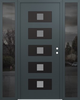 Diamond D8 64" x 80" anthracite/anthracite frosted Glass Panel black LHI with 2 Sidelites mirrored Glass